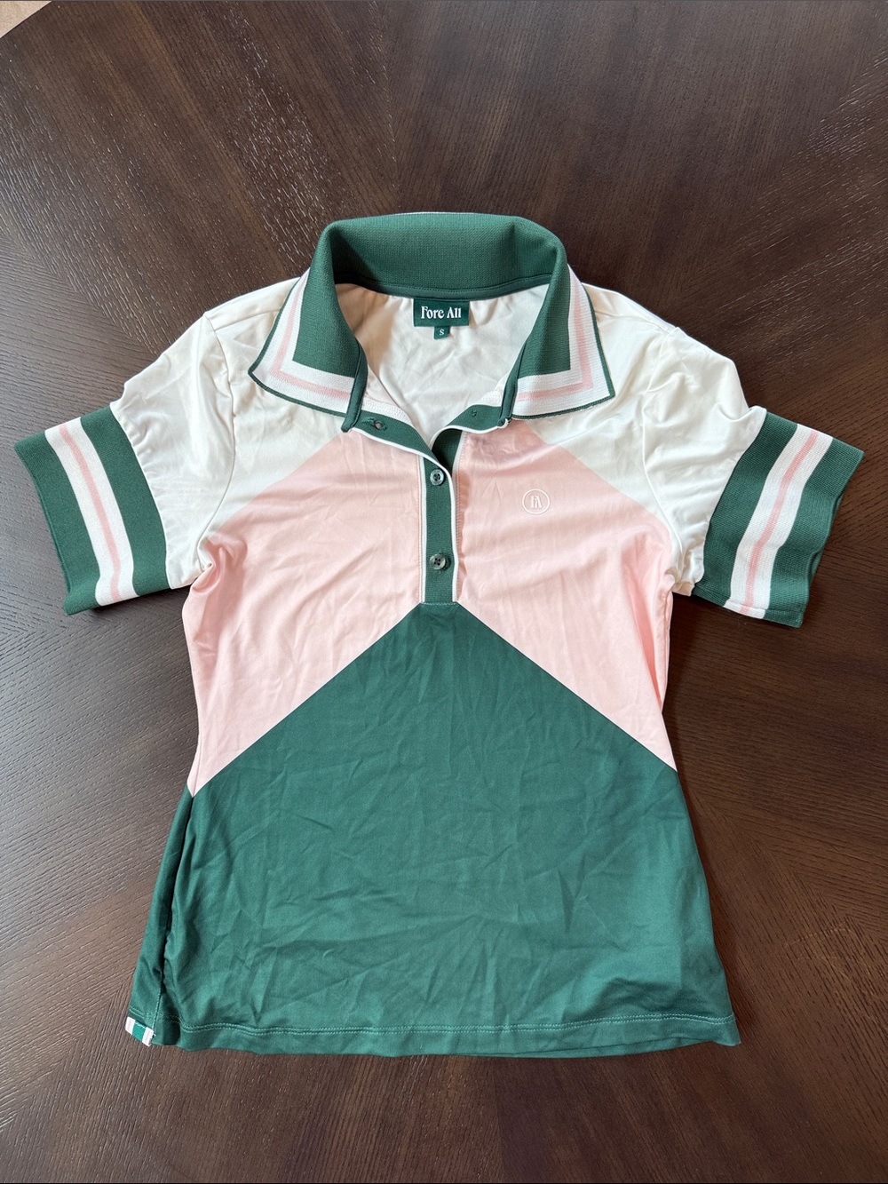Fore All women’s ' Green & Pink Colorblock Polo “Betty” size small